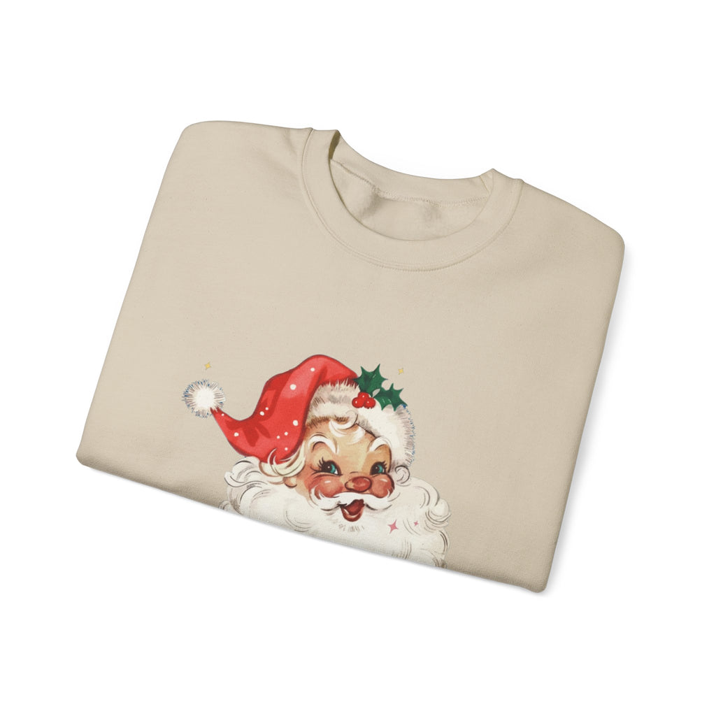 Vintage Santa Face Crewneck Sweatshirt - Retro Christmas Holiday Pullover