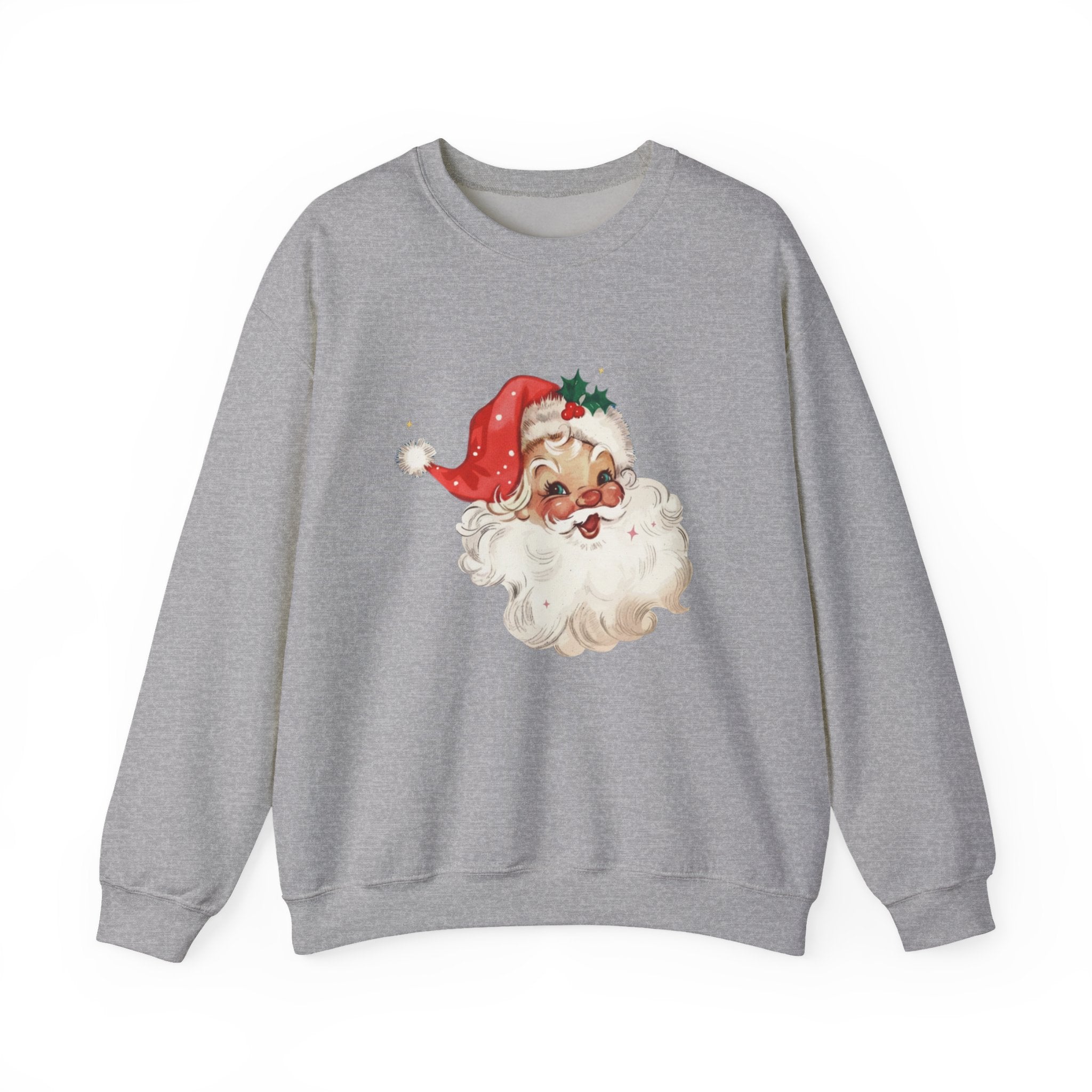 Vintage Santa Face Crewneck Sweatshirt - Retro Christmas Holiday Pullover