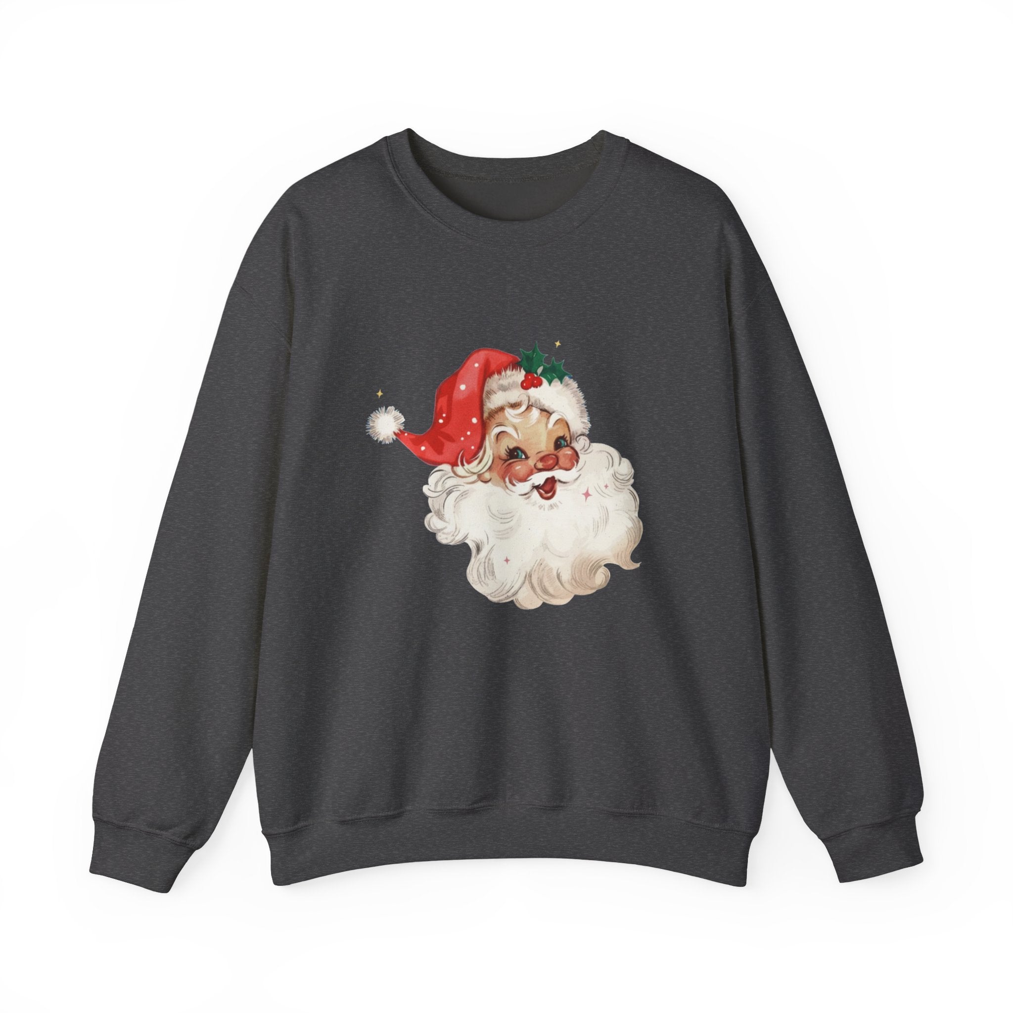 Vintage Santa Face Crewneck Sweatshirt - Retro Christmas Holiday Pullover