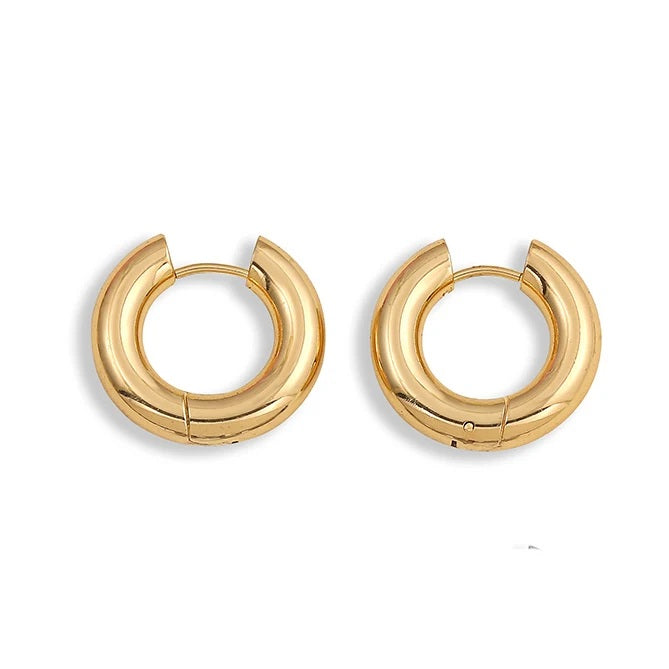 Gold-Plated Huggie Hoop Earrings | Geometric U-Shape Stainless Steel Hoops for Women