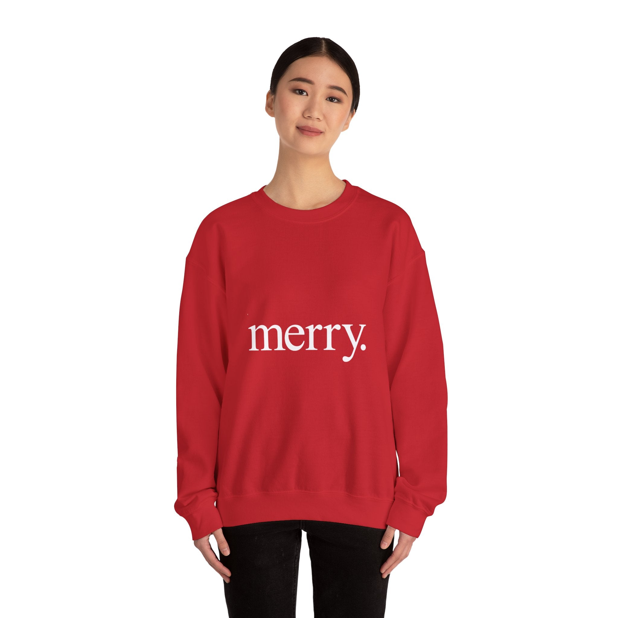 Merry. Holiday Crewneck Sweatshirt — Minimal Christmas Graphic