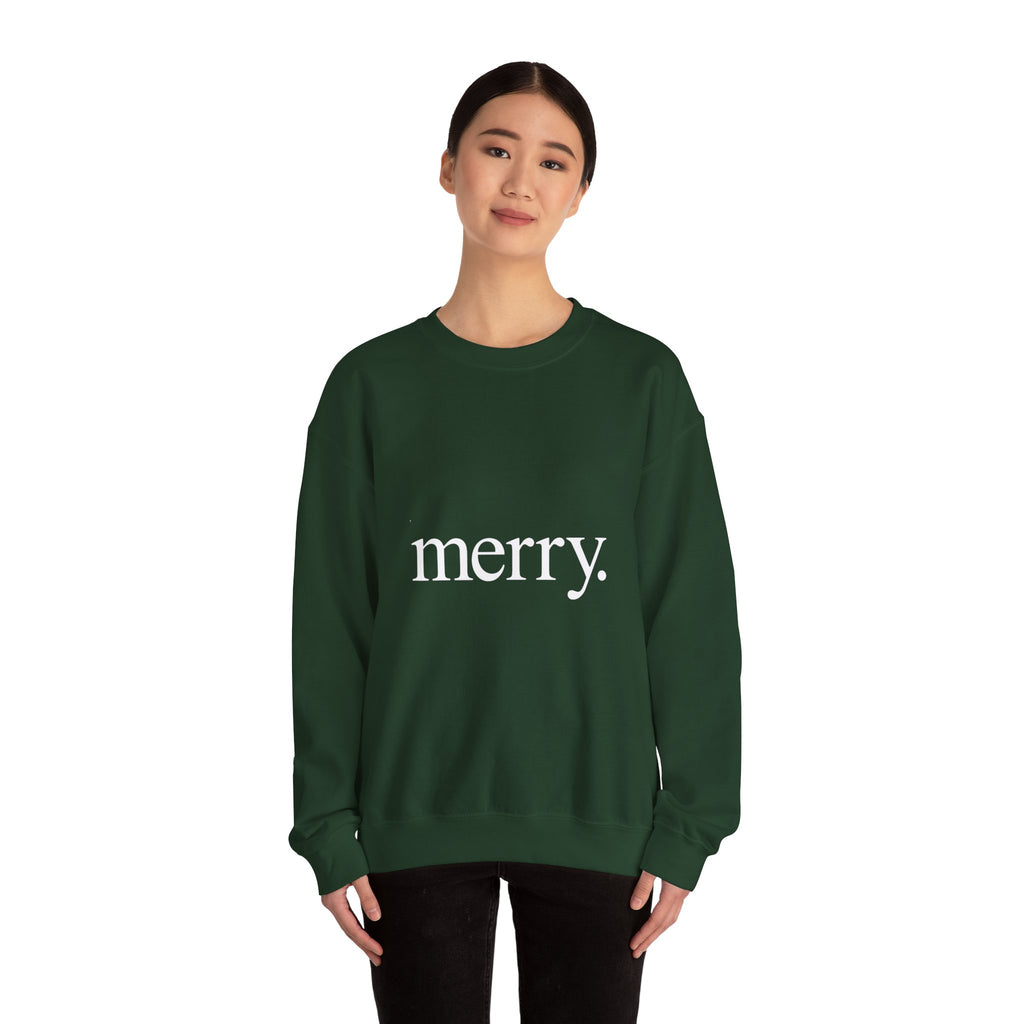 Merry. Holiday Crewneck Sweatshirt — Minimal Christmas Graphic