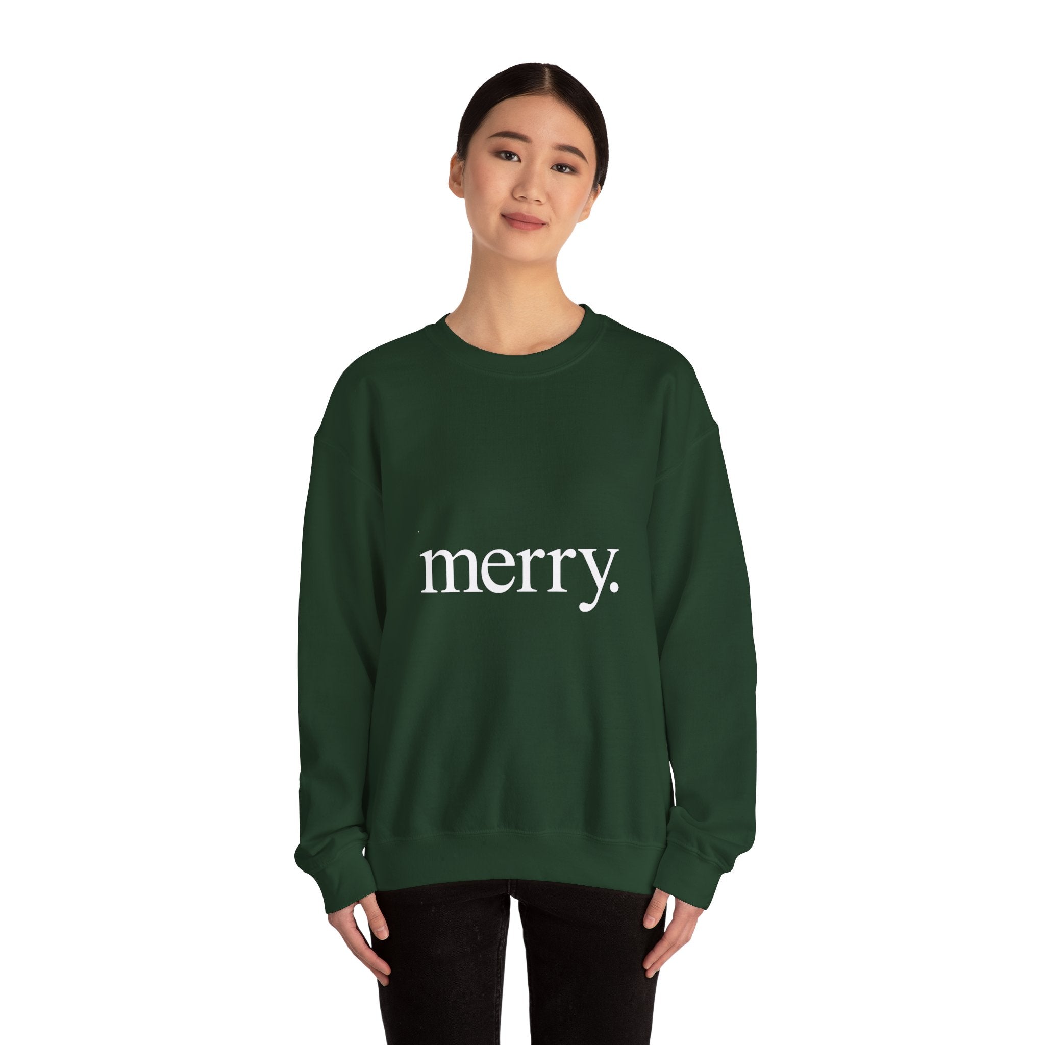 Merry. Holiday Crewneck Sweatshirt — Minimal Christmas Graphic