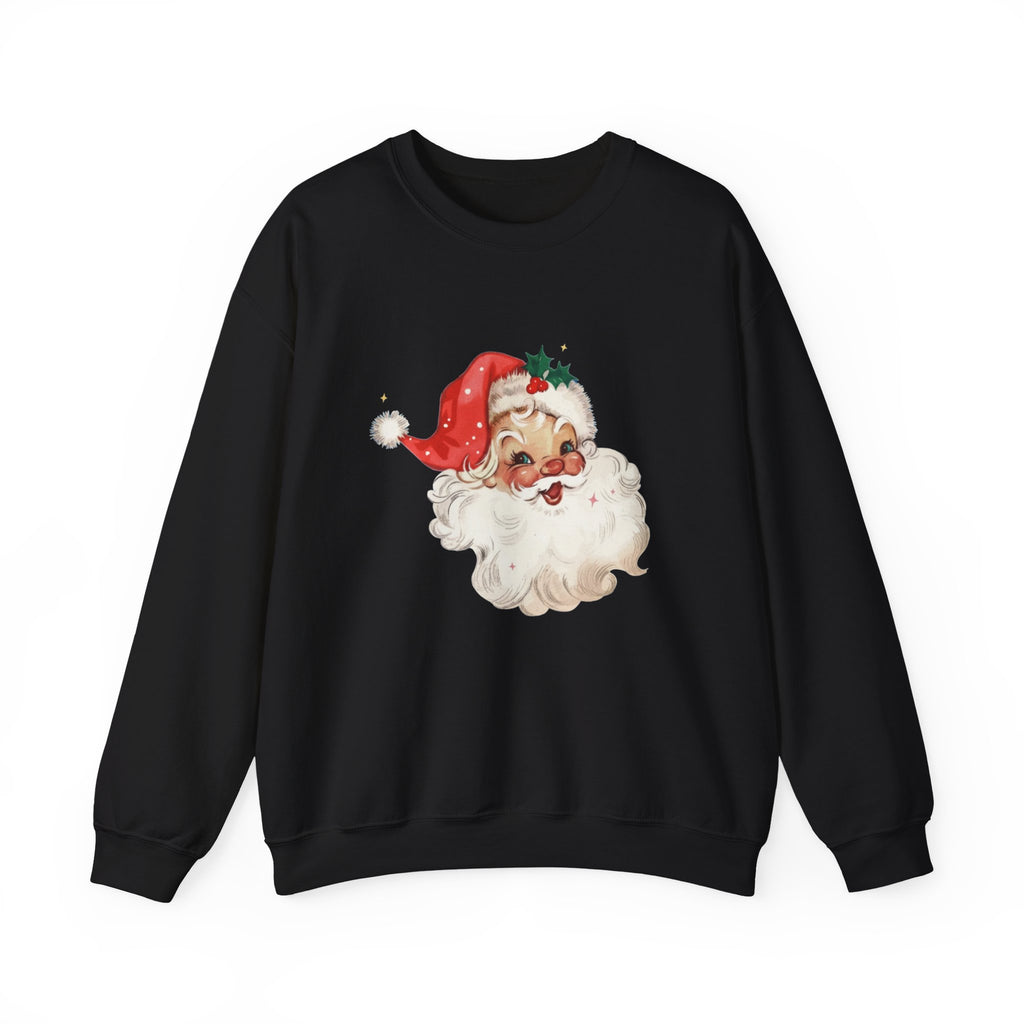 Vintage Santa Face Crewneck Sweatshirt - Retro Christmas Holiday Pullover