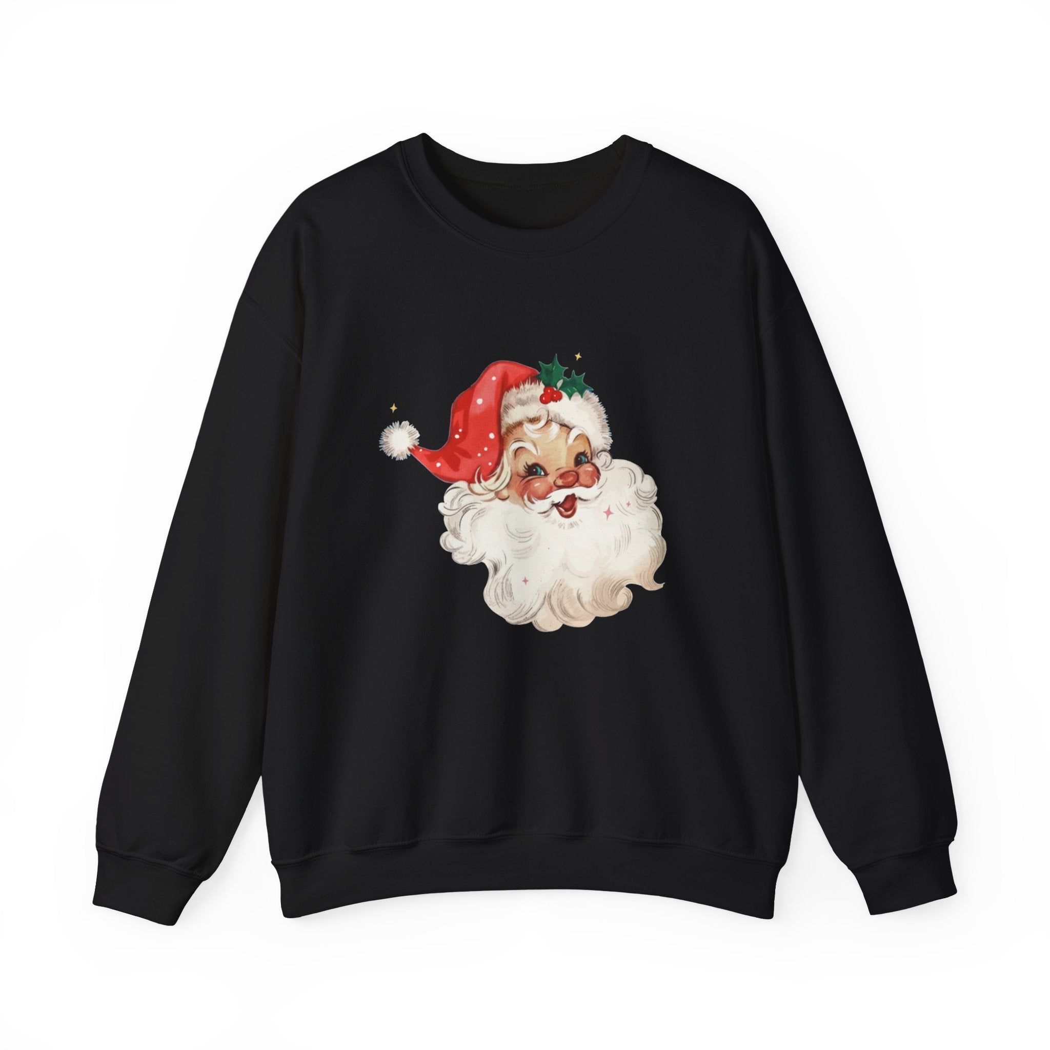 Vintage Santa Face Crewneck Sweatshirt - Retro Christmas Holiday Pullover