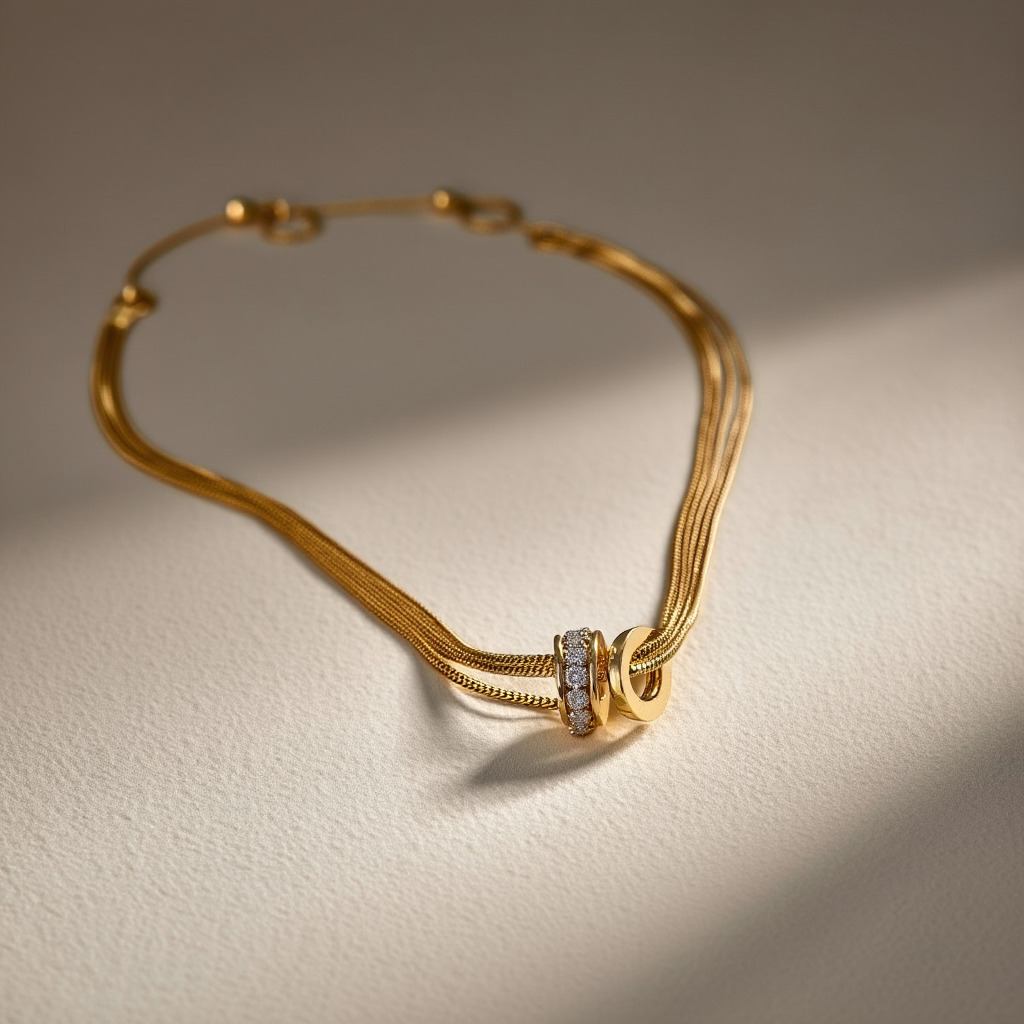 Double-Layer Stainless Steel Necklace with Crystal Bead | Layered Clavicle Chain for Women | Party-Ready Jewelry