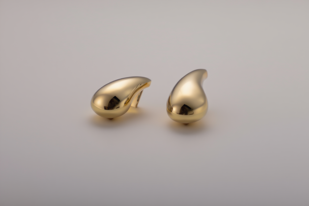 6-Pack Chunky Gold-Plated Waterdrop Hoop Earrings | Minimalist Smooth Drop Hoops | Set for Women