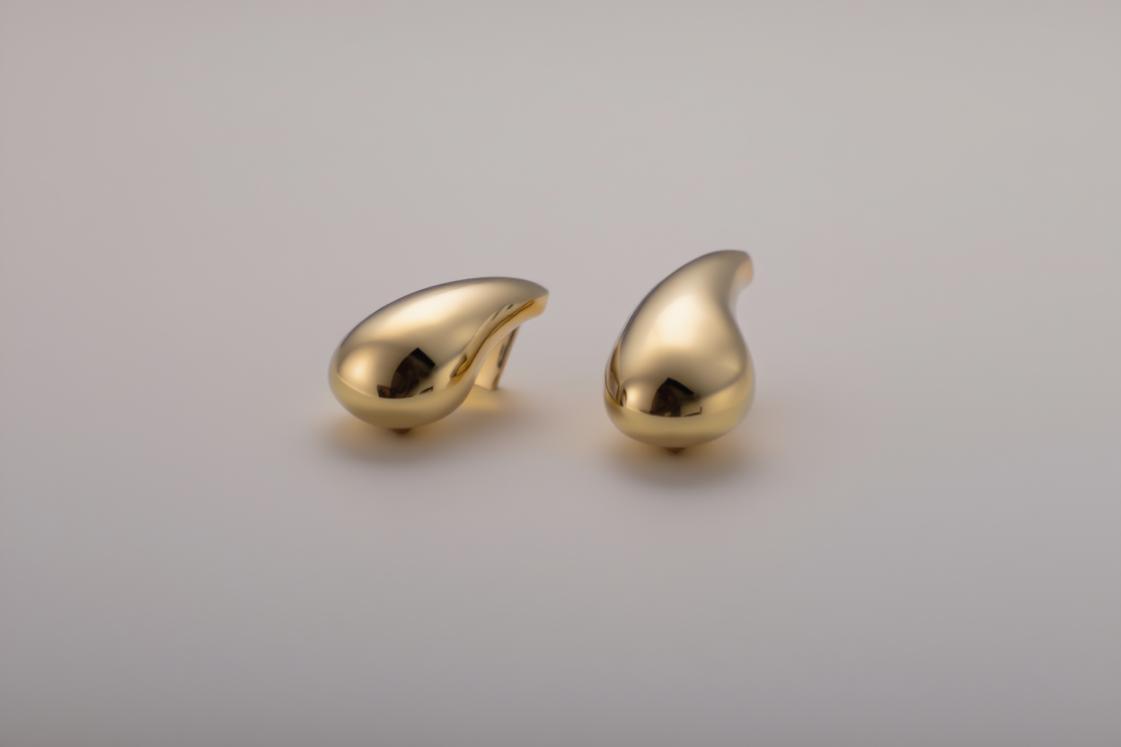 6-Pack Chunky Gold-Plated Waterdrop Hoop Earrings | Minimalist Smooth Drop Hoops | Set for Women