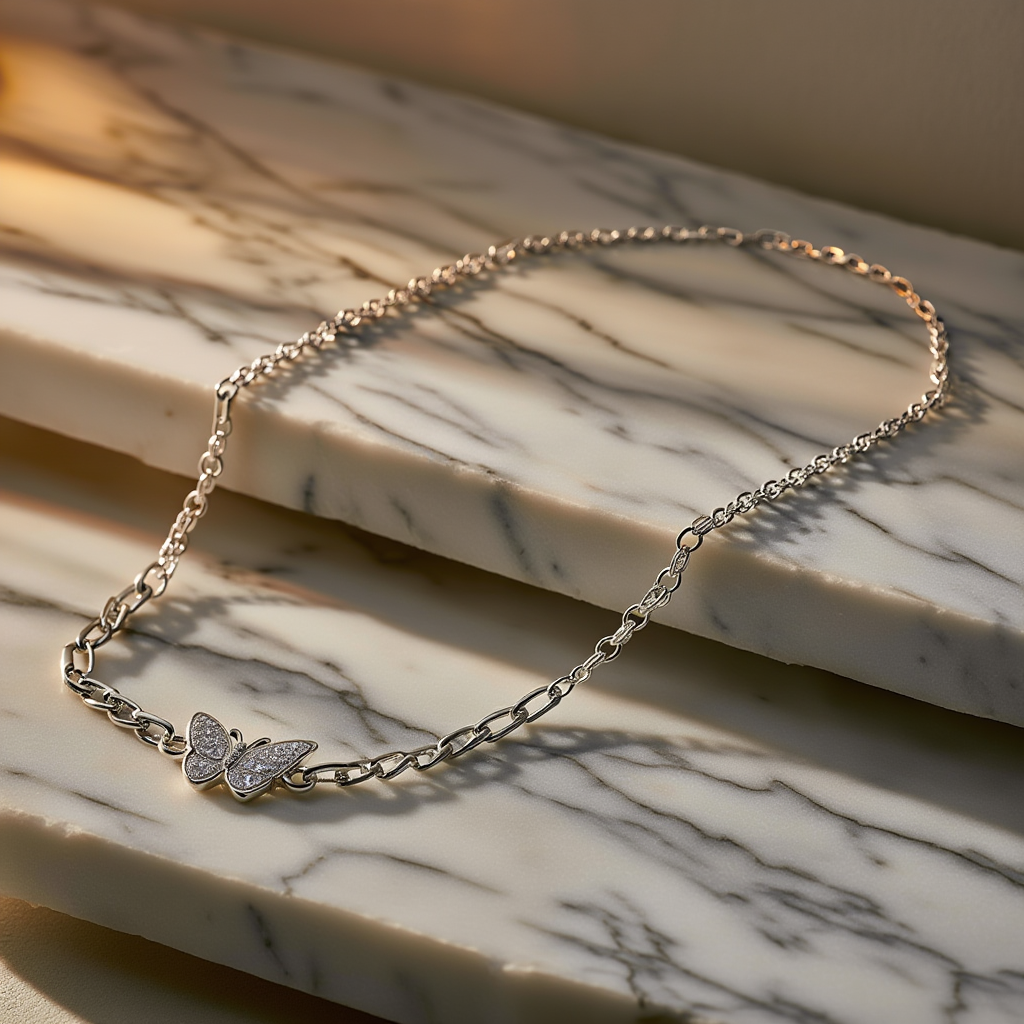 Double-Layer Shiny Butterfly Necklace┃Delicate Clavicle Chains with Sparkling Pendant, Gift for Women