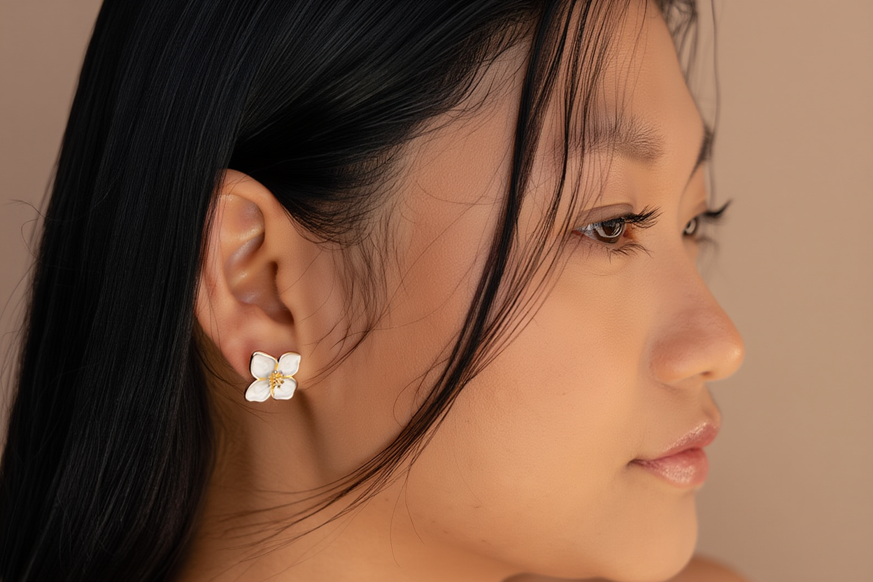 Flower Earrings┃Gold Crystal Zircon Studs for Women | Elegant Party Accessories
