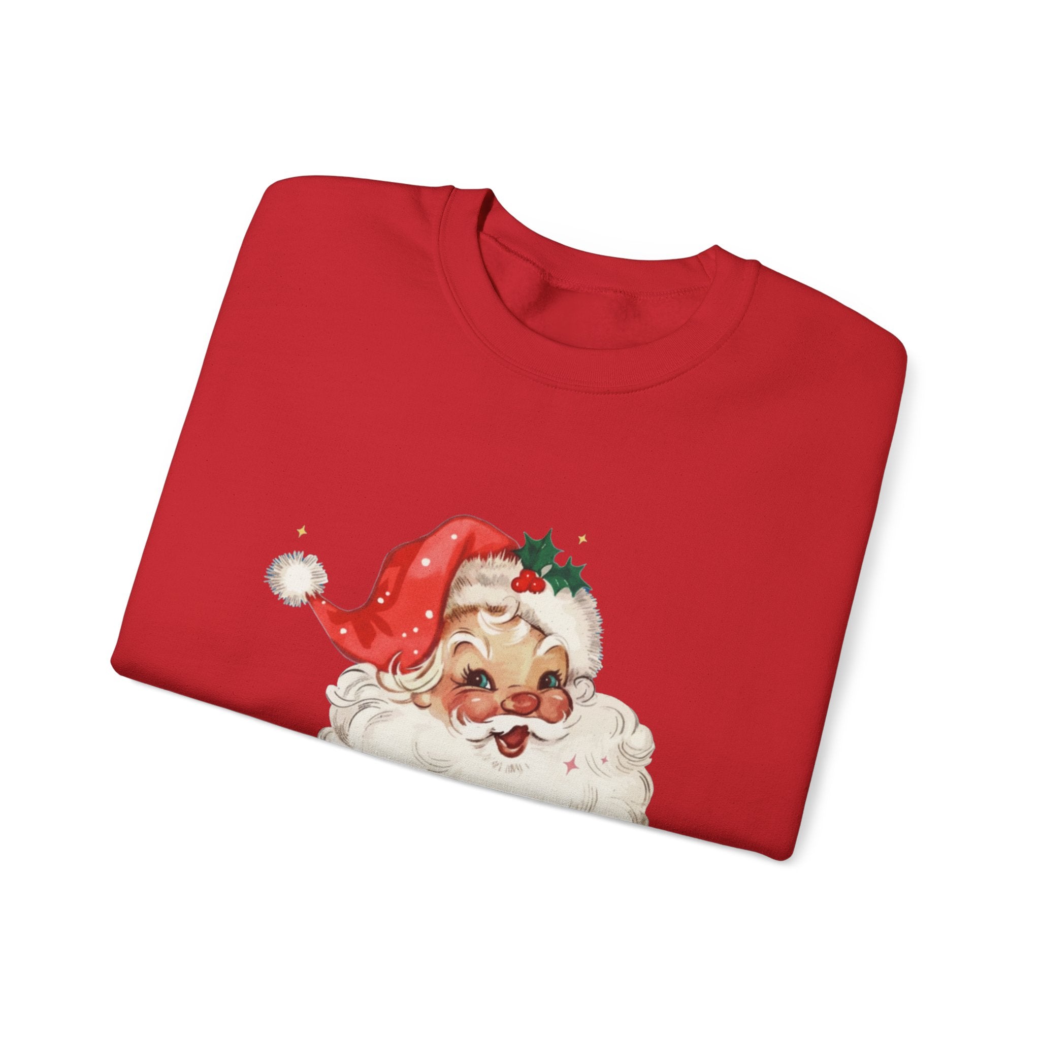 Vintage Santa Face Crewneck Sweatshirt - Retro Christmas Holiday Pullover