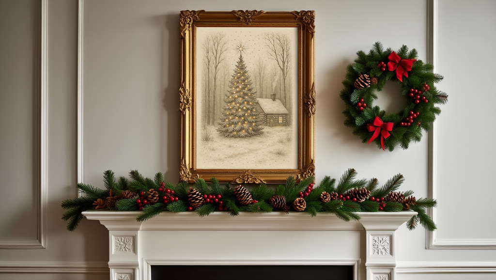 Vintage Christmas Tree Poster | Cozy Cabin Holiday Wall Art | Matte Vertical Print