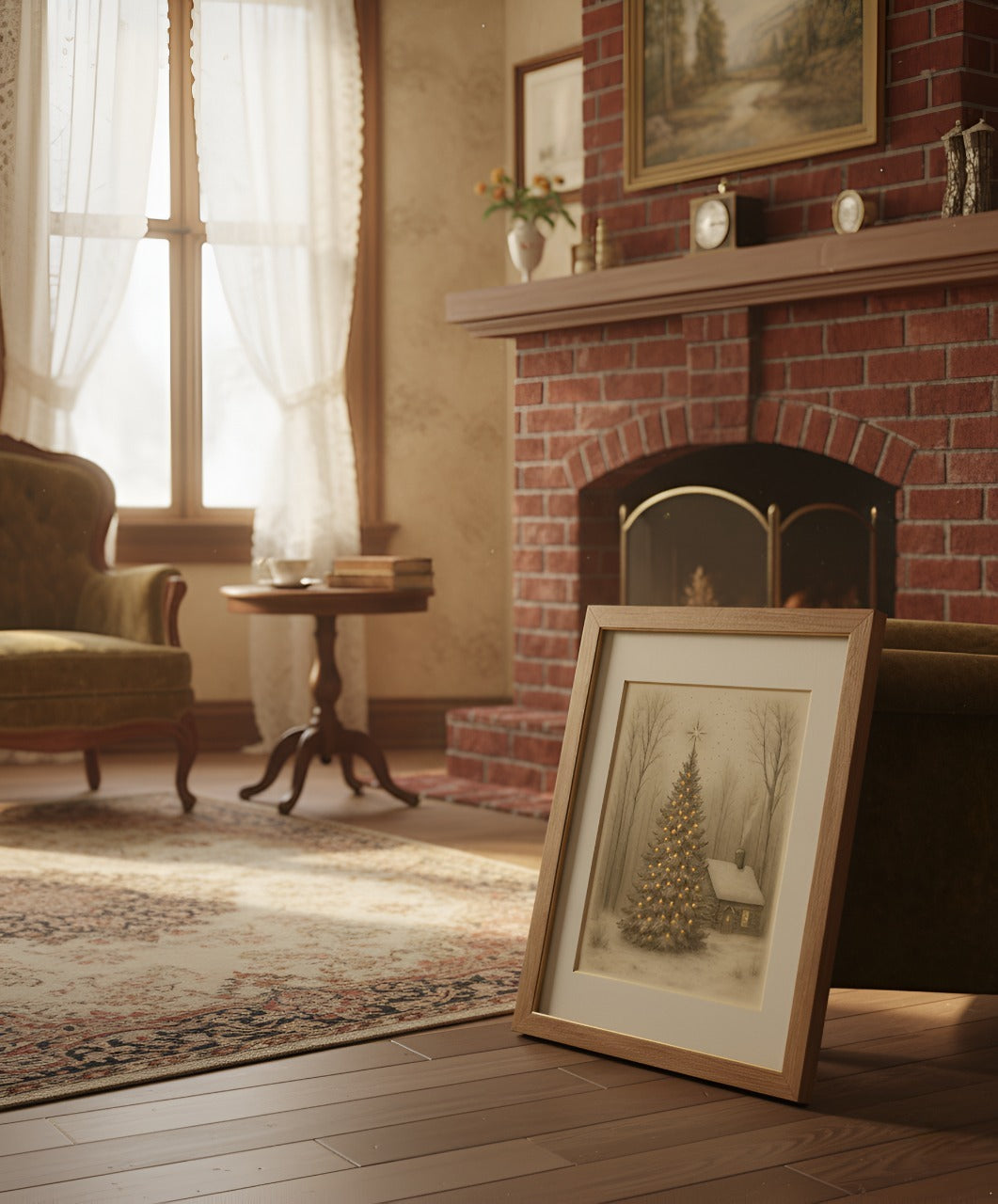 Vintage Christmas Tree Poster | Cozy Cabin Holiday Wall Art | Matte Vertical Print