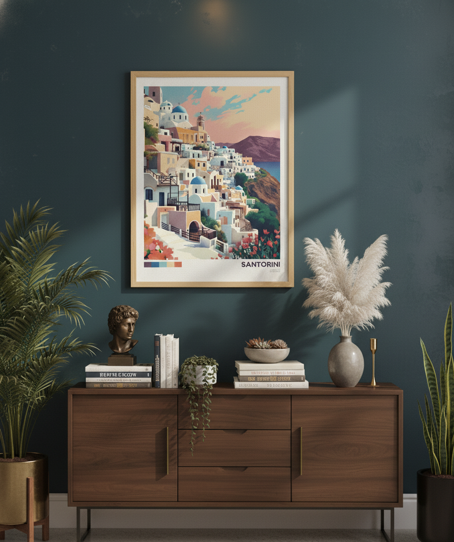 Santorini Travel Poster | Wall art poster | Wall decor | Home decor