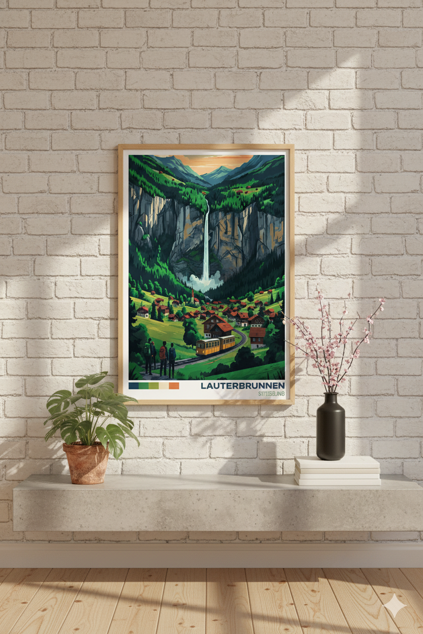 Lauterbrunnen Landscape Print | Swiss Alps Wall Art | Travel Poster