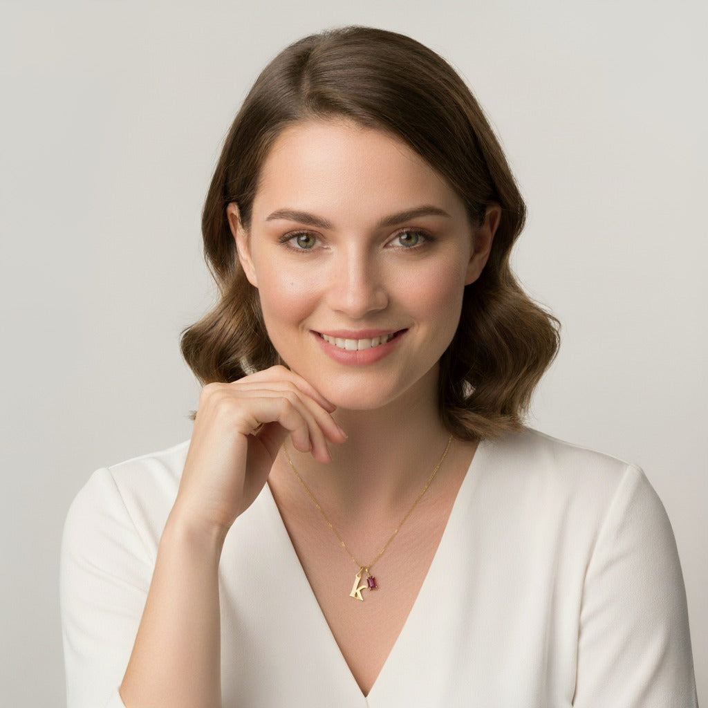 Custom Letter Necklace | Engraved Name Pendant, Stainless Steel Chain