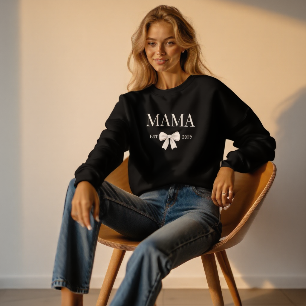 Mama | Bow Crewneck Sweatshirt | New Mom sweatshirt