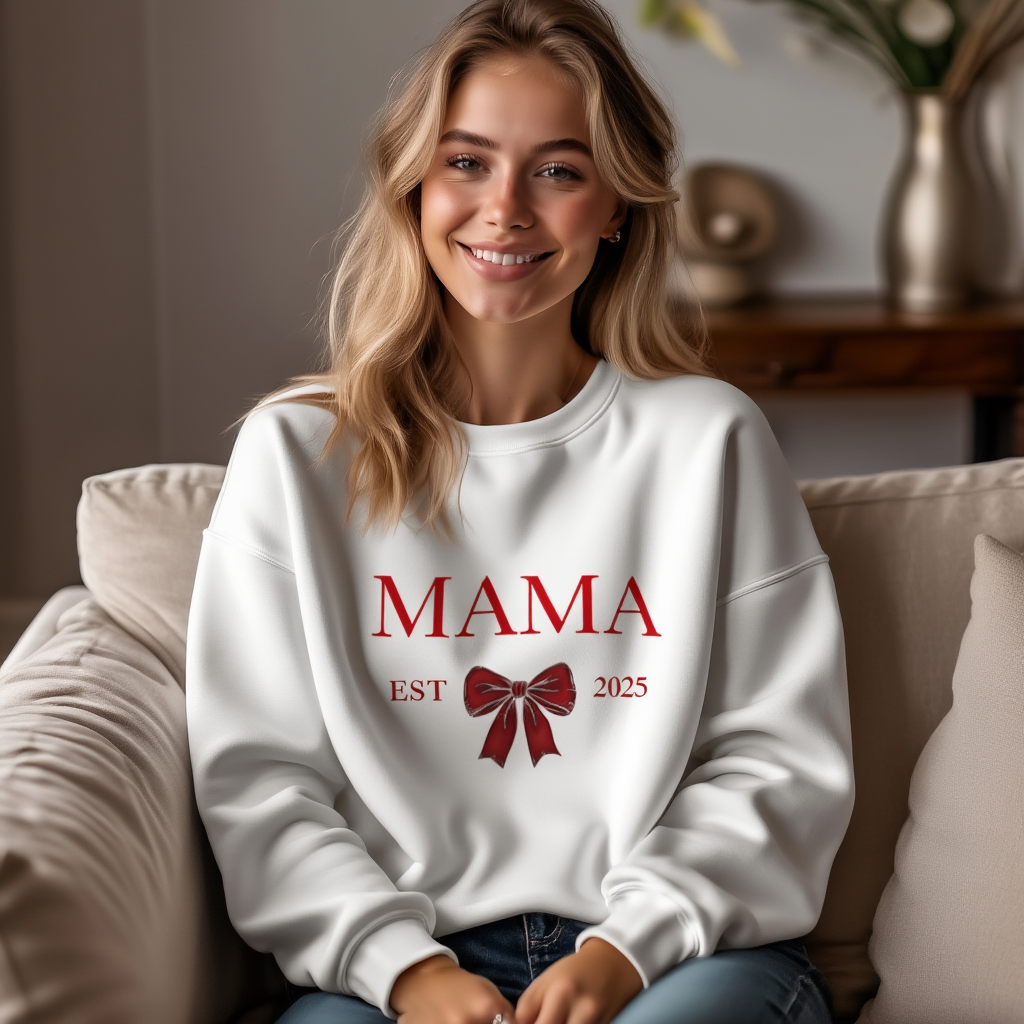 Mama | Bow Crewneck Sweatshirt | New Mom sweatshirt