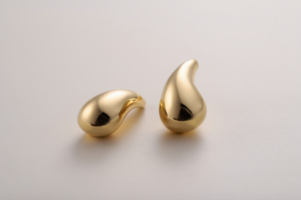 6-Pack Chunky Gold-Plated Waterdrop Hoop Earrings | Minimalist Smooth Drop Hoops | Set for Women