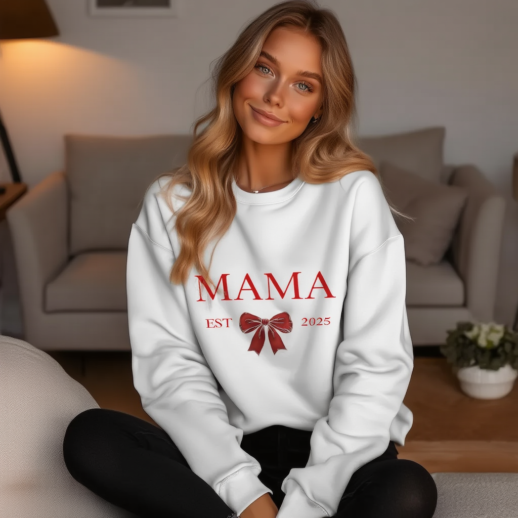 Mama | Bow Crewneck Sweatshirt | New Mom sweatshirt