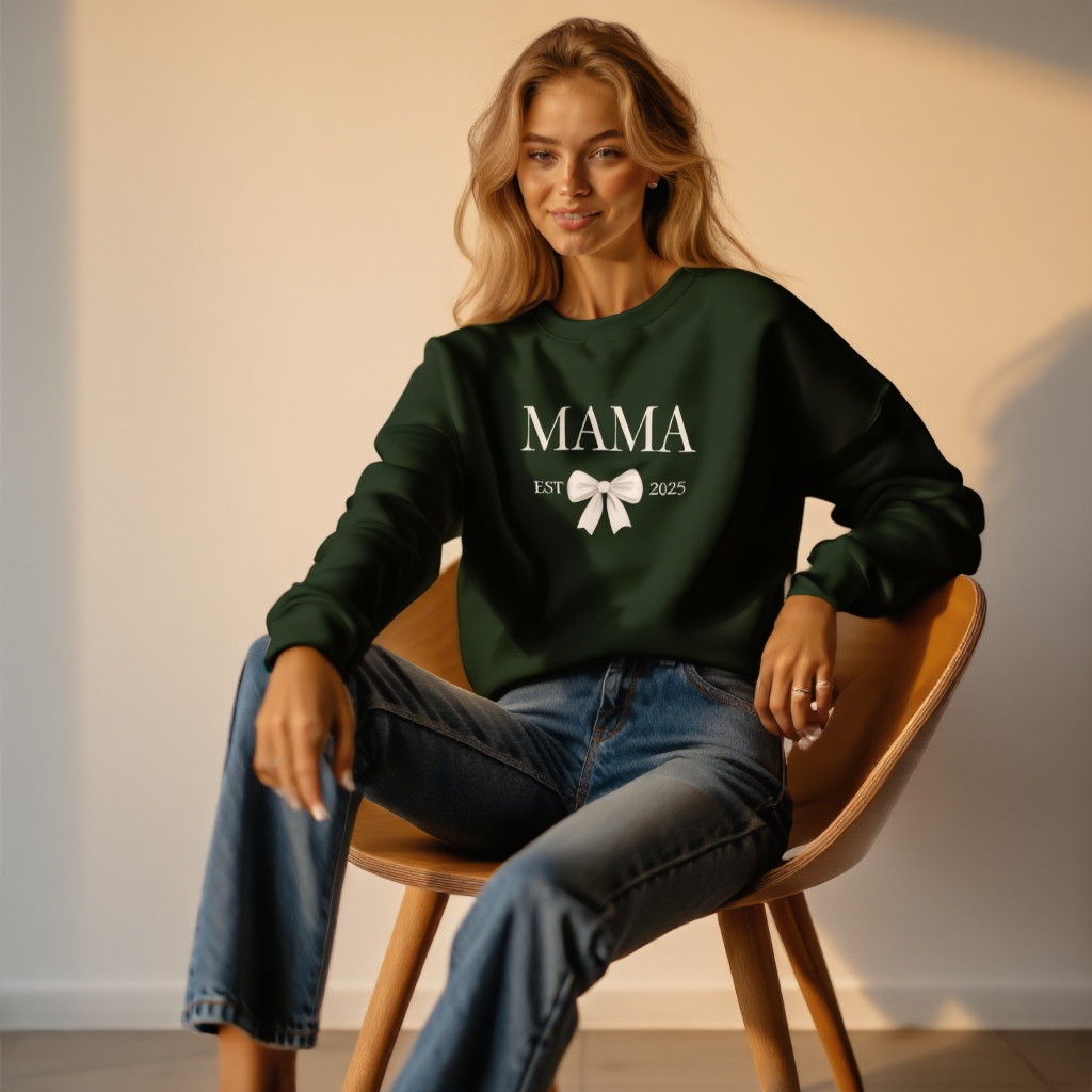 Mama | Bow Crewneck Sweatshirt | New Mom sweatshirt