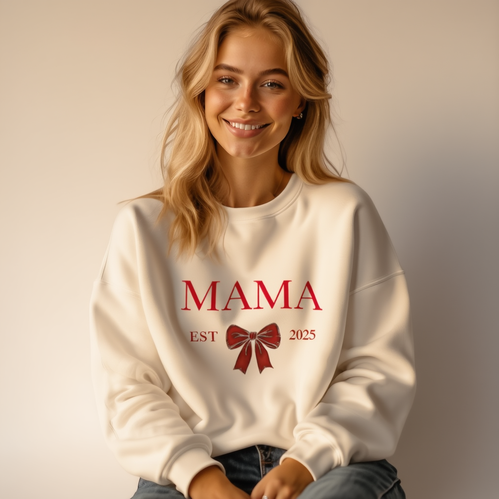 Mama | Bow Crewneck Sweatshirt | New Mom sweatshirt