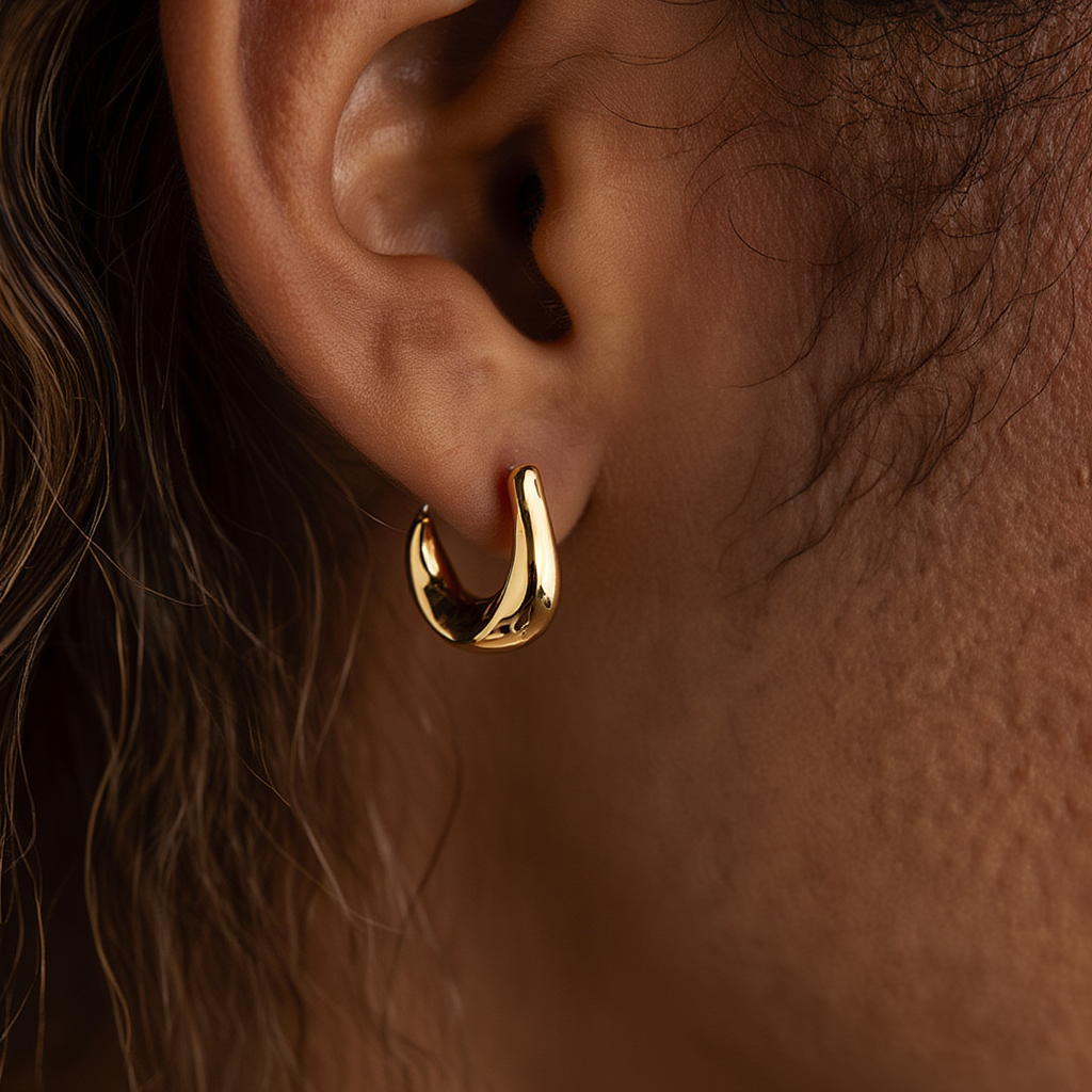 Sterling Chunky Hoop Earrings┃Simple Round Drop Hoops | Hypoallergenic Gift for Women | Gift for her