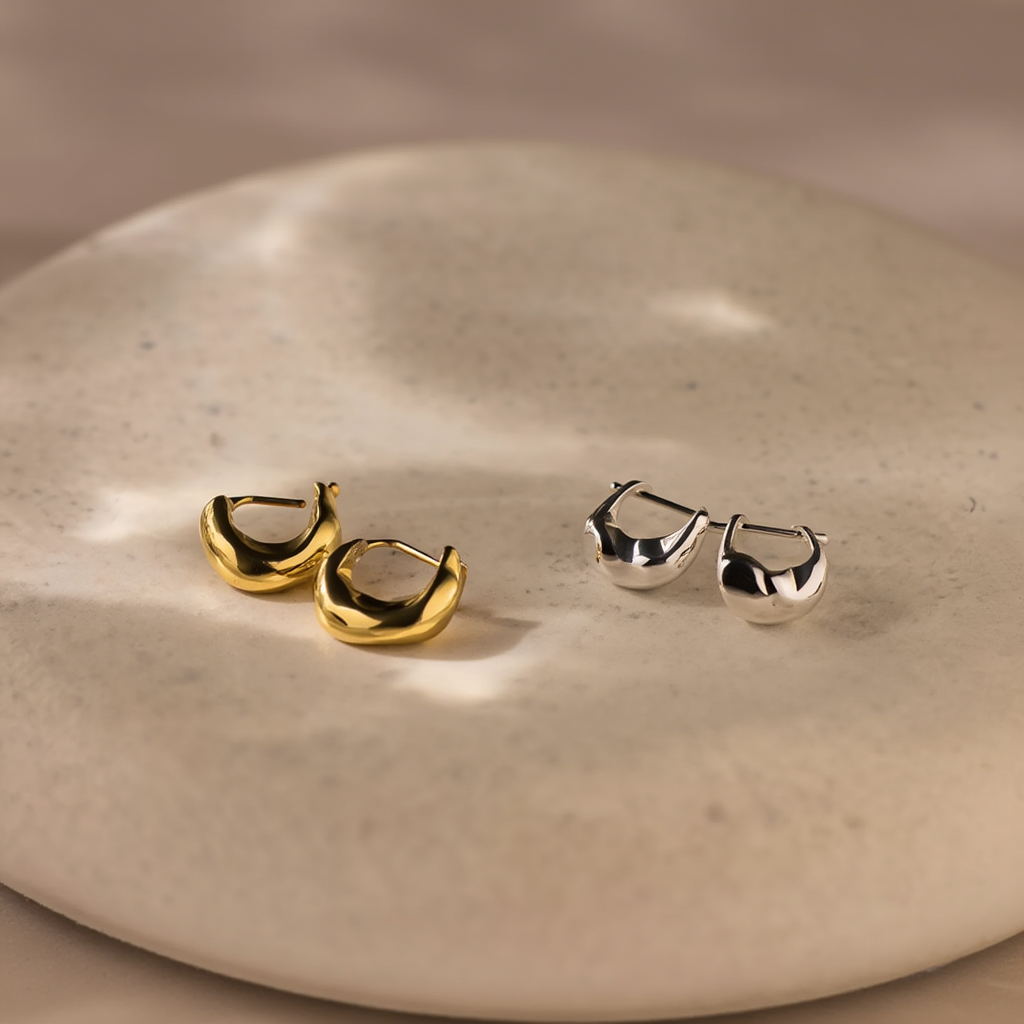 Sterling Chunky Hoop Earrings┃Simple Round Drop Hoops | Hypoallergenic Gift for Women | Gift for her