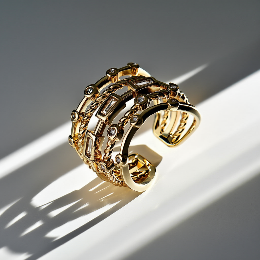 18K Gold-Plated Sun Ring┃Hollow Metal Texture with Inlaid Natural Stone | Trendy Women’s Jewelry