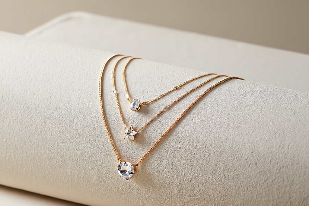 Multilayer Pendant Necklace┃Trendy Layered Choker Chain for Women, Shiny Party Jewelry Gift