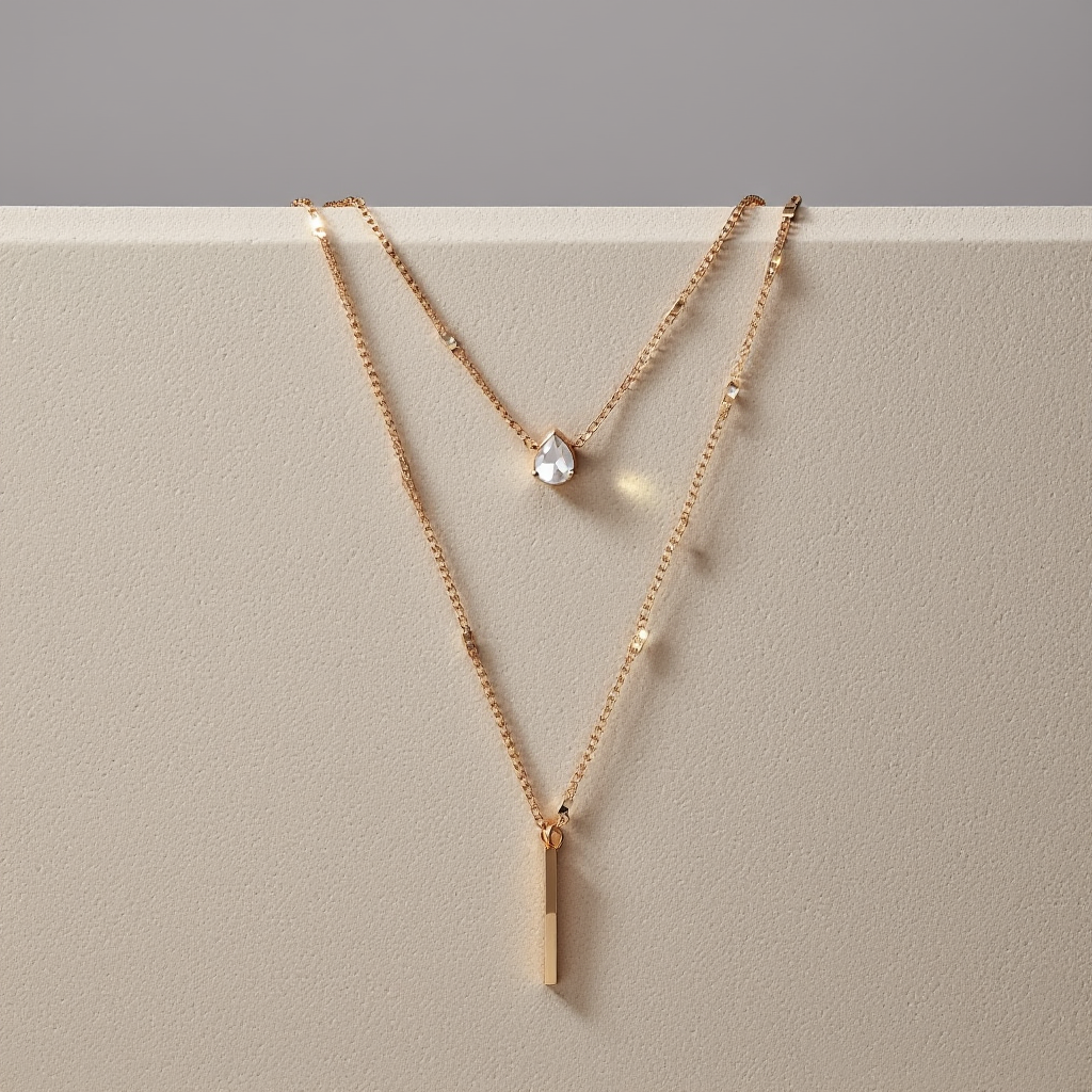 Multilayer Pendant Necklace┃Trendy Layered Choker Chain for Women, Shiny Party Jewelry Gift